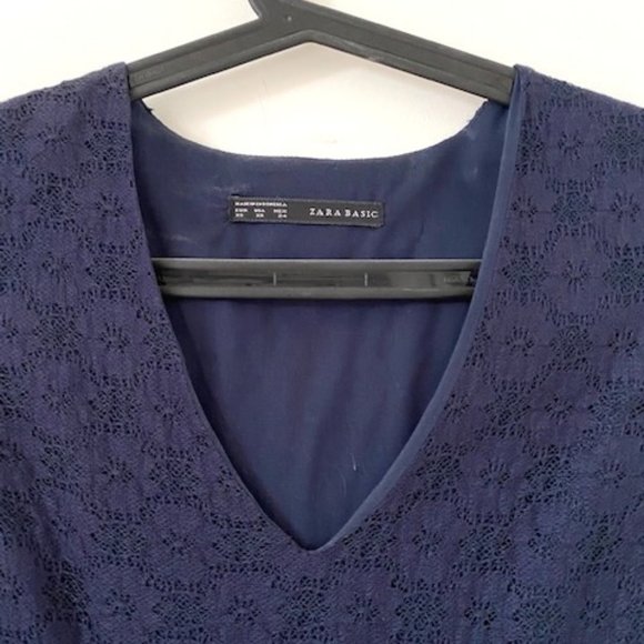 Zara 50’s style navy blue lace dress - Picture 6 of 10